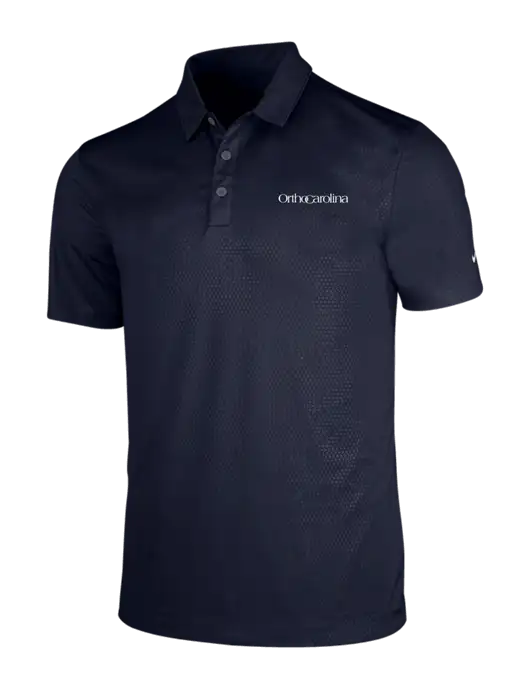 NIKE Dark Navy Dri-Fit Embossed Tri-Blade Polo w/OrthoCarolina Logo