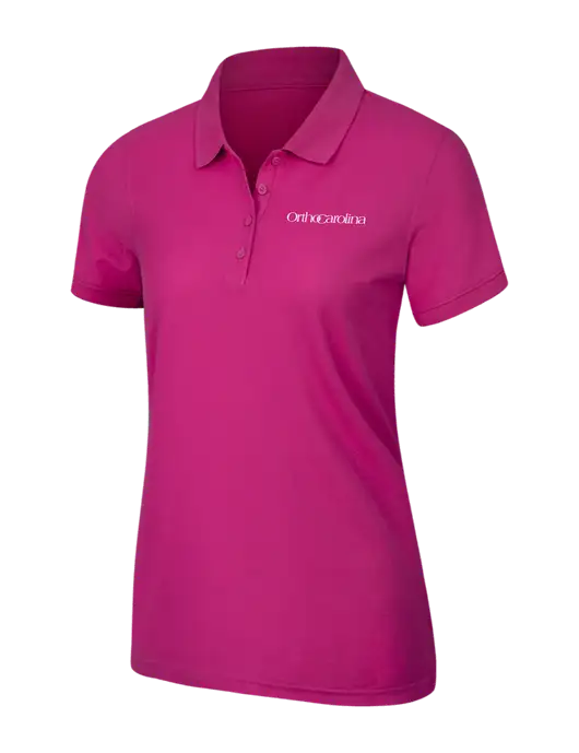 Pink Azalea Womens Core Classic Pique Polo w/OrthoCarolina Logo