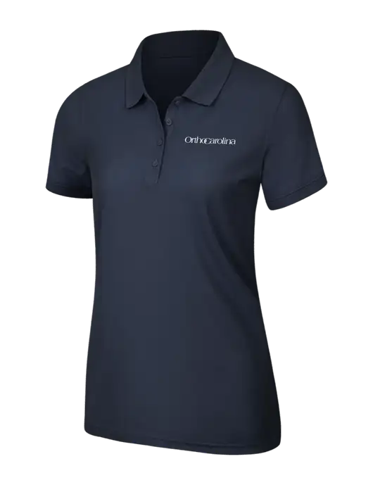 Navy Blue Womens Core Classic Pique Polo w/OrthoCarolina Logo