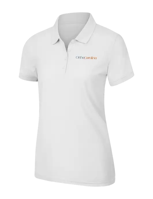 White Womens Core Classic Pique Polo w/OrthoCarolina Logo