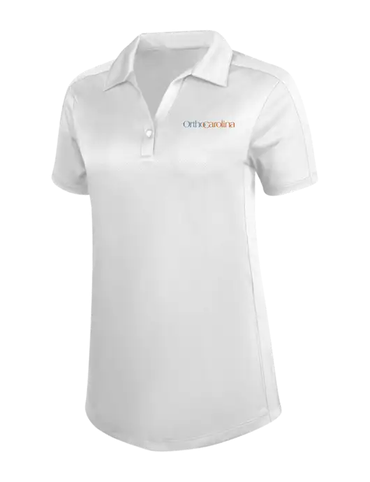 Womens White Diamond Jacquard Polo w/OrthoCarolina Logo