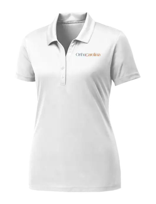Womens White PosiCharge Competitor Polo w/OrthoCarolina Logo