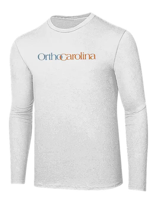 Ring Spun White 4.5 oz Long Sleeve T-Shirt w/OrthoCarolina Logo