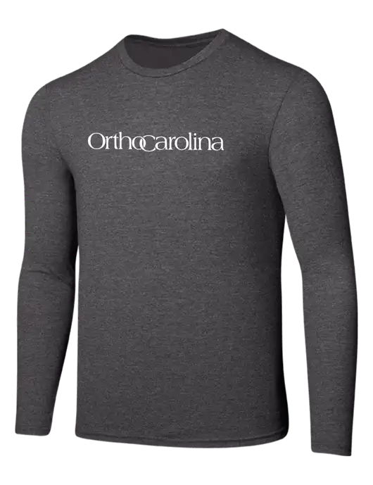 Seriously Soft Heathered Charcoal Long Sleeve T-Shirt w/OrthoCarolina Logo