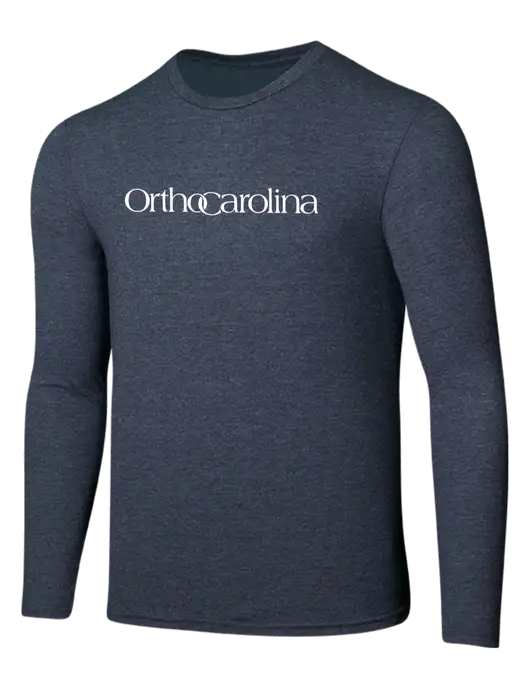 Seriously Soft Heathered Navy Long Sleeve T-Shirt w/OrthoCarolina Logo