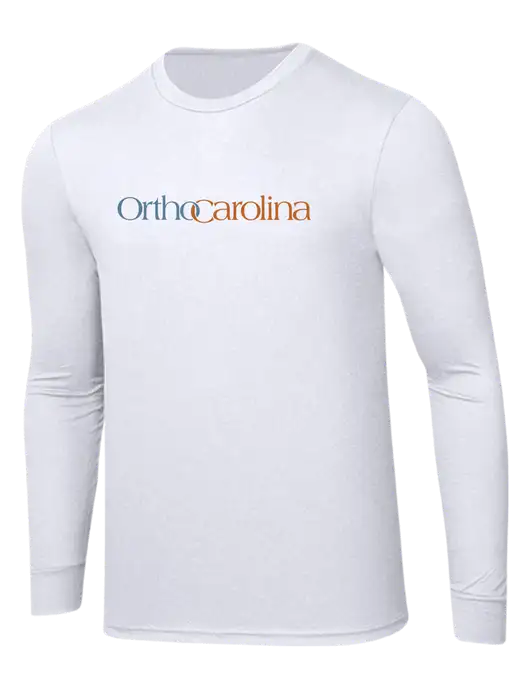 Simply Soft Long Sleeve White 4.5 oz, Poly/Combed Ring Spun Cotton T-Shirt w/OrthoCarolina Logo