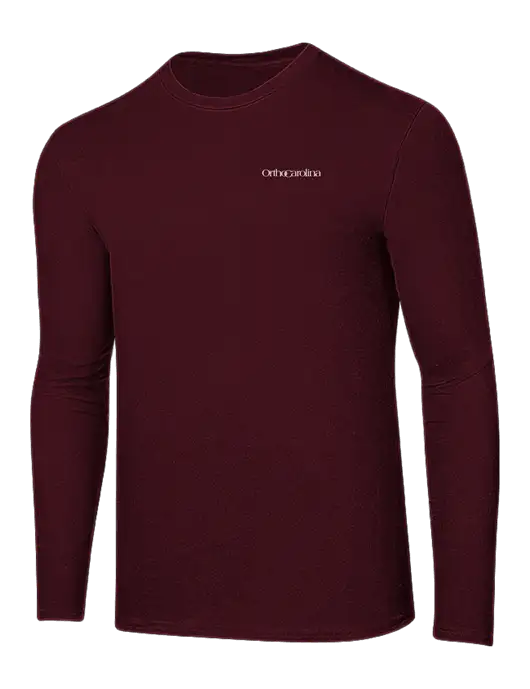 Ring Spun Maroon 4.5 oz Long Sleeve T-Shirt w/OrthoCarolina Logo
