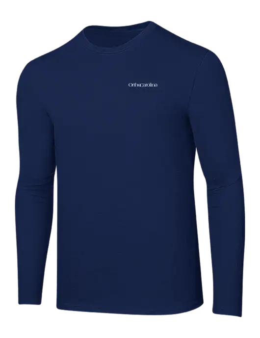 Ring Spun Navy 4.5 oz Long Sleeve T-Shirt w/OrthoCarolina Logo