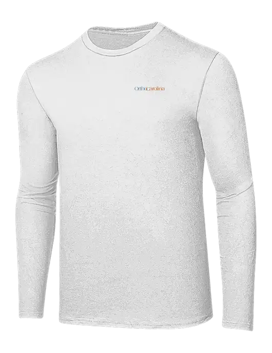 Ring Spun White 4.5 oz Long Sleeve T-Shirt w/OrthoCarolina Logo