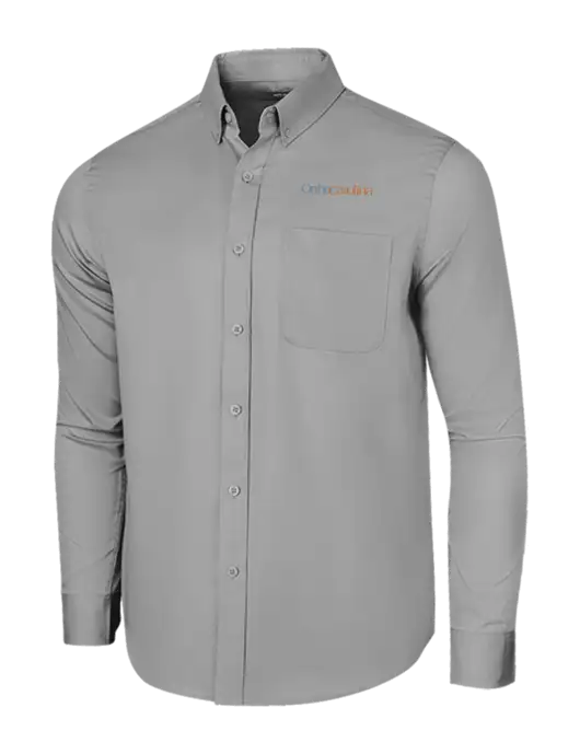 Long Sleeve Light Grey Superpro React Twill Shirt w/OrthoCarolina Logo