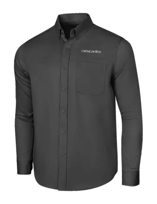 Long Sleeve Dark Grey Superpro React Twill Shirt w/OrthoCarolina Logo
