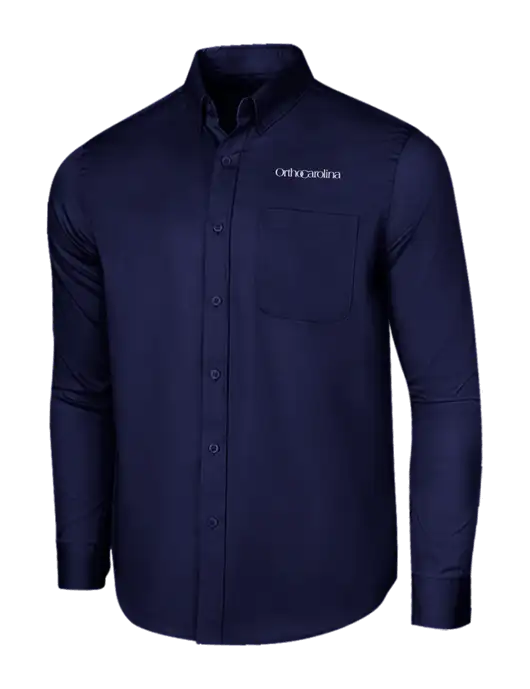 Long Sleeve Navy Superpro React Twill Shirt w/OrthoCarolina Logo
