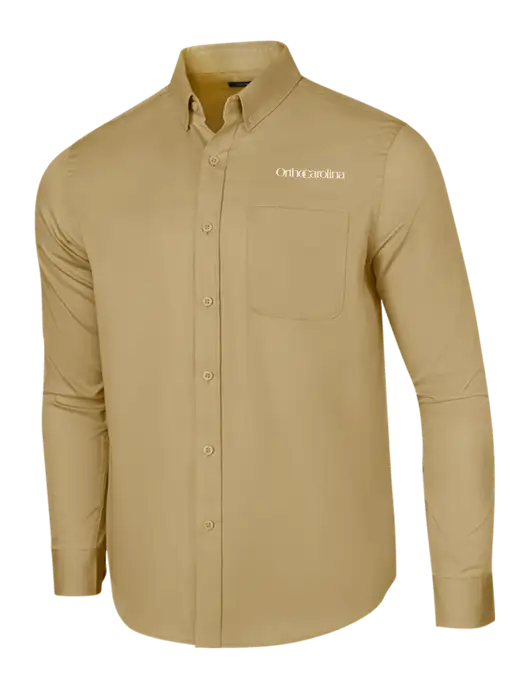Long Sleeve Dark Tan Superpro React Twill Shirt w/OrthoCarolina Logo