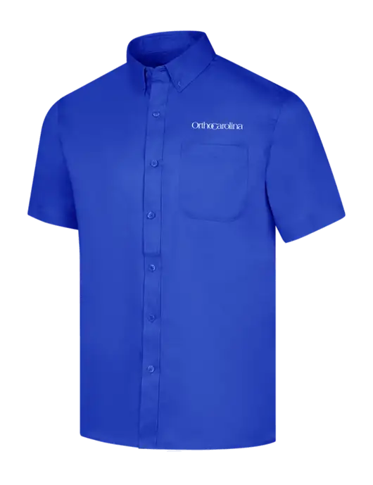 Short Sleeve Dark Royal Superpro React Twill Shirt w/OrthoCarolina Logo