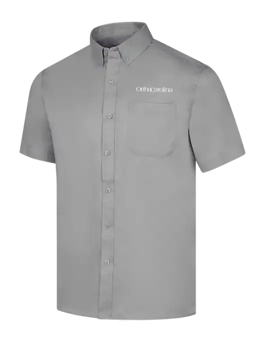 Short Sleeve Light Grey Superpro React Twill Shirt w/OrthoCarolina Logo