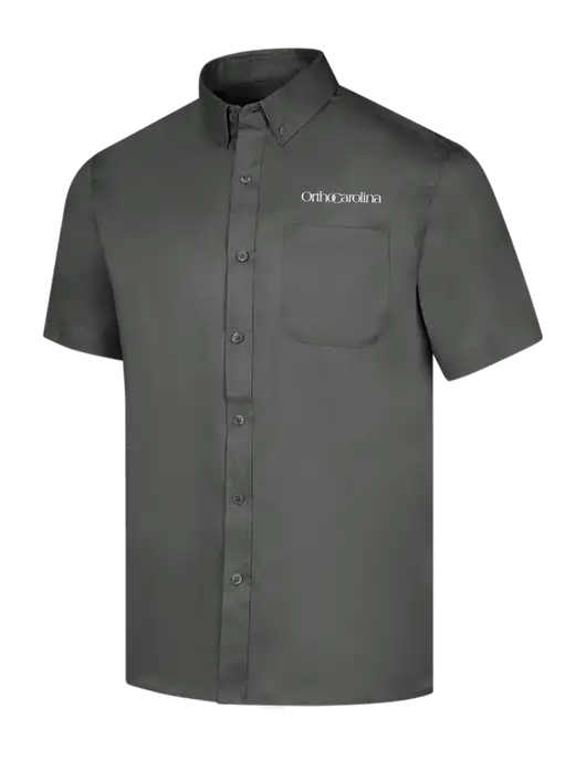 Short Sleeve Dark Grey Superpro React Twill Shirt w/OrthoCarolina Logo