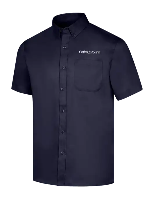 Short Sleeve Navy Superpro React Twill Shirt w/OrthoCarolina Logo