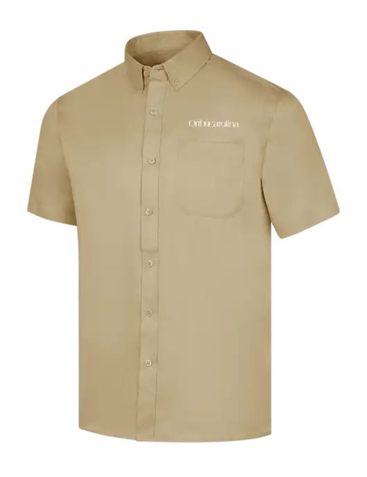 Short Sleeve Dark Tan Superpro React Twill Shirt w/OrthoCarolina Logo