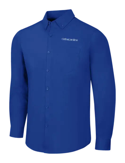 Dark Royal Long Sleeve Carefree Poplin Shirt w/OrthoCarolina Logo