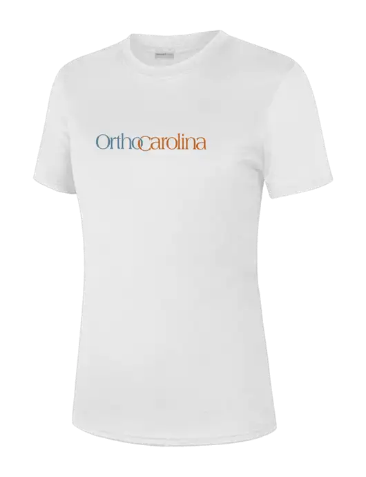  Womens White PosiCharge Competitor Tee w/OrthoCarolina Logo