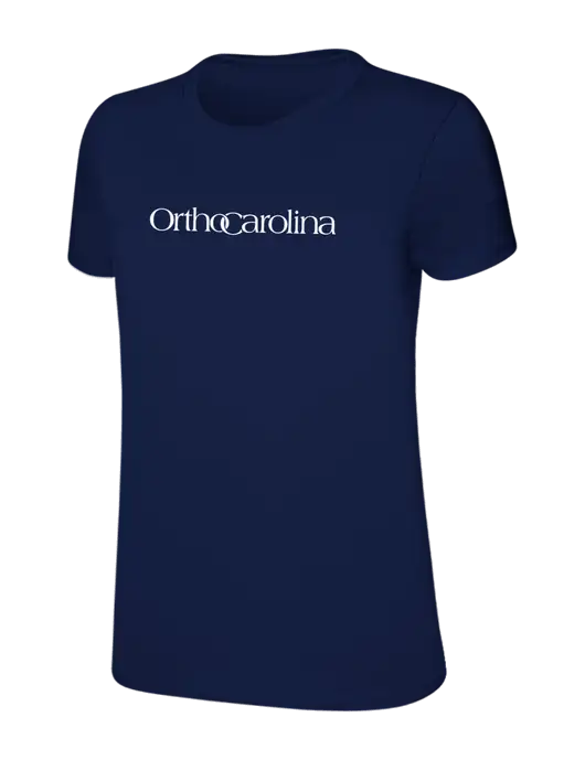 Womens Ring Spun Navy 4.5 oz T-Shirt w/OrthoCarolina Logo