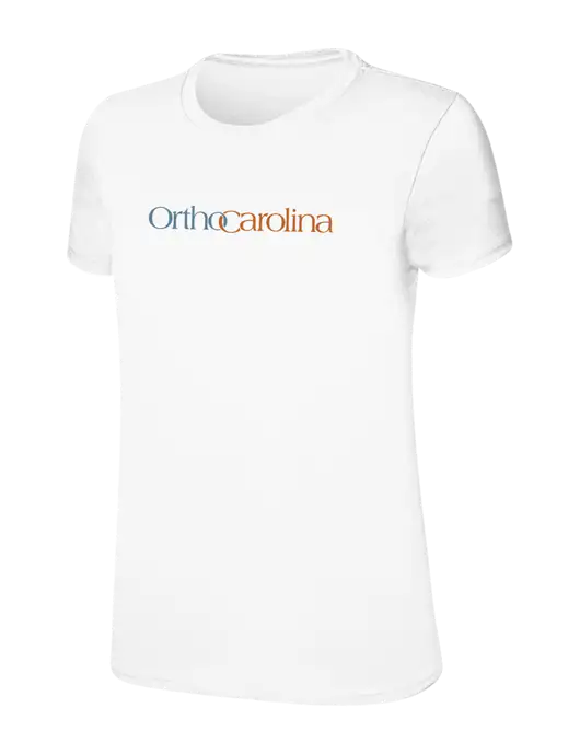 Womens Ring Spun White 4.5 oz T-Shirt w/OrthoCarolina Logo