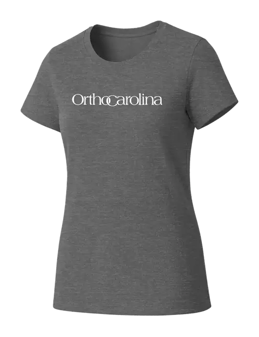 Womens Seriously Soft Grey Frost T-Shirt w/OrthoCarolina Logo