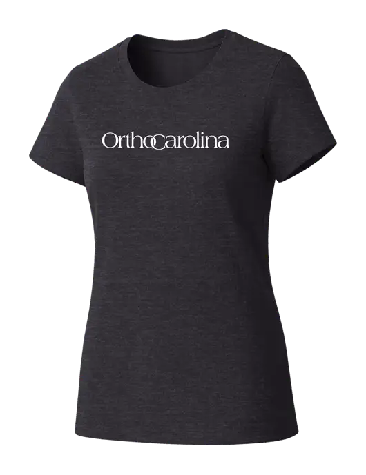 Womens Seriously Soft Heathered Charcoal T-Shirt w/OrthoCarolina Logo