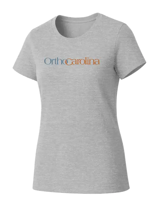 Womens Seriously Soft Light Heathered Grey T-Shirt w/OrthoCarolina Logo