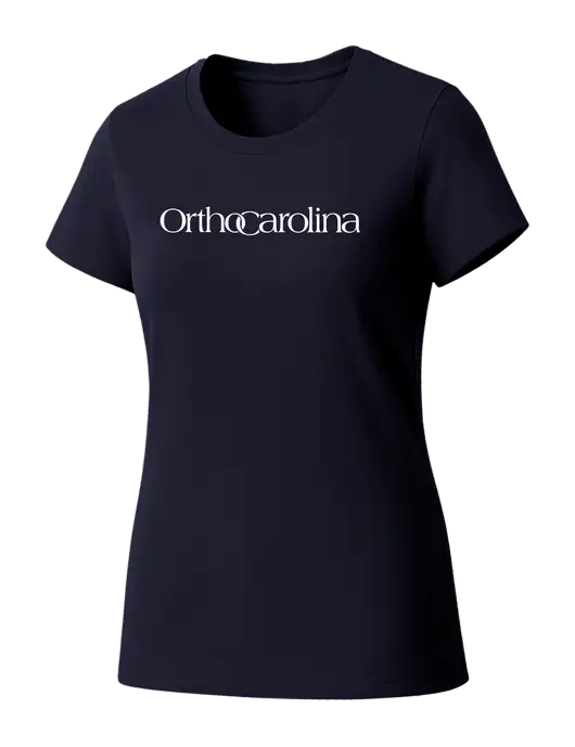 Womens Seriously Soft New Navy T-Shirt w/OrthoCarolina Logo