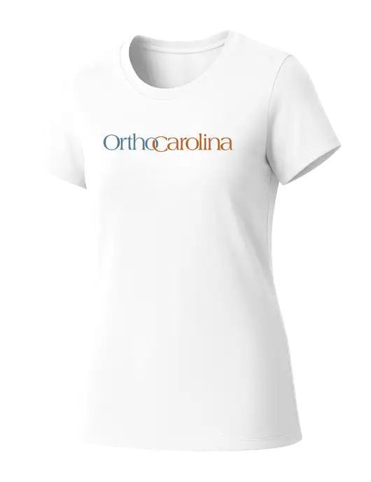 Womens Seriously Soft White T-Shirt w/OrthoCarolina Logo