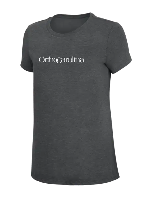 Womens Simply Soft Charcoal 4.5oz Poly/Combed Ring Spun Cotton T-Shirt w/OrthoCarolina Logo