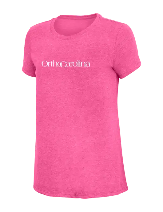 Womens Simply Soft Fuchsia Frost 4.5oz Poly/Combed Ring Spun Cotton T-Shirt w/OrthoCarolina Logo