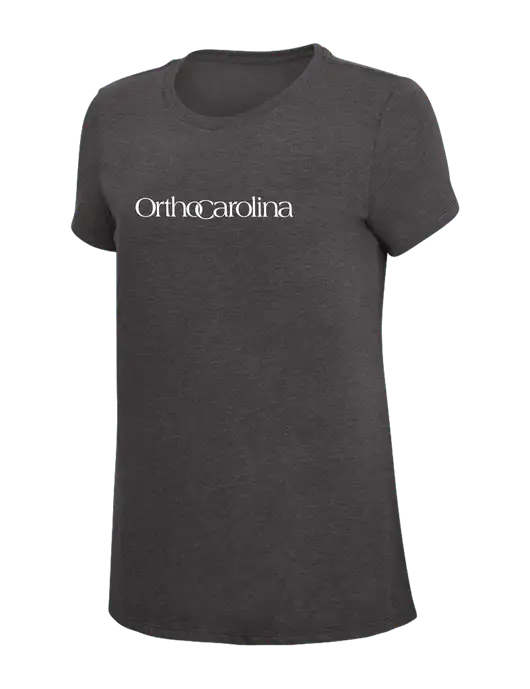 Womens Simply Soft Heather Charcoal 4.5oz  Poly/Combed Ring Spun Cotton T-Shirt w/OrthoCarolina Logo