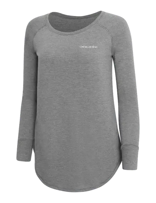 Womens Perfect Wide Collar Tunic Tri-Blend Grey Frost 4.5 oz T-Shirt w/OrthoCarolina Logo