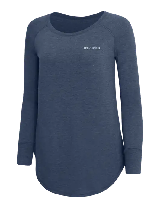 Womens Perfect Wide Collar Tunic Tri-Blend Navy Frost 4.5 oz T-Shirt w/OrthoCarolina Logo