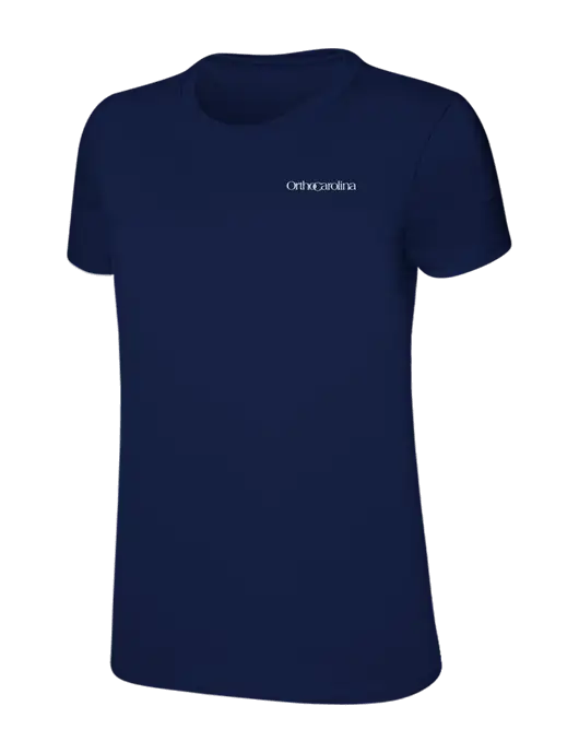 Womens Ring Spun Navy 4.5 oz T-Shirt w/OrthoCarolina Logo