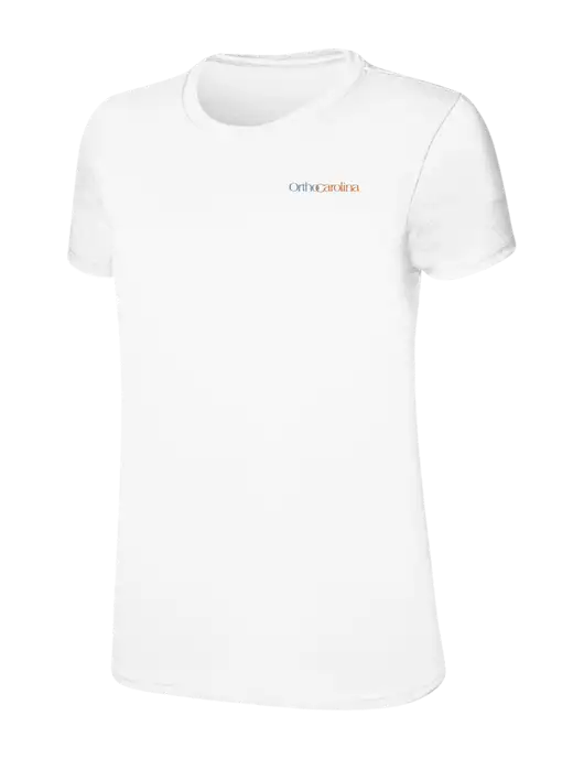 Womens Ring Spun White 4.5 oz T-Shirt w/OrthoCarolina Logo
