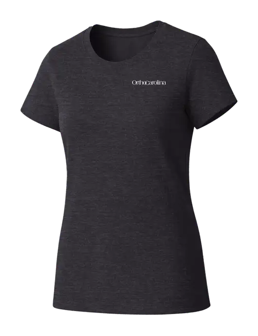 Womens Seriously Soft Heathered Charcoal T-Shirt w/OrthoCarolina Logo