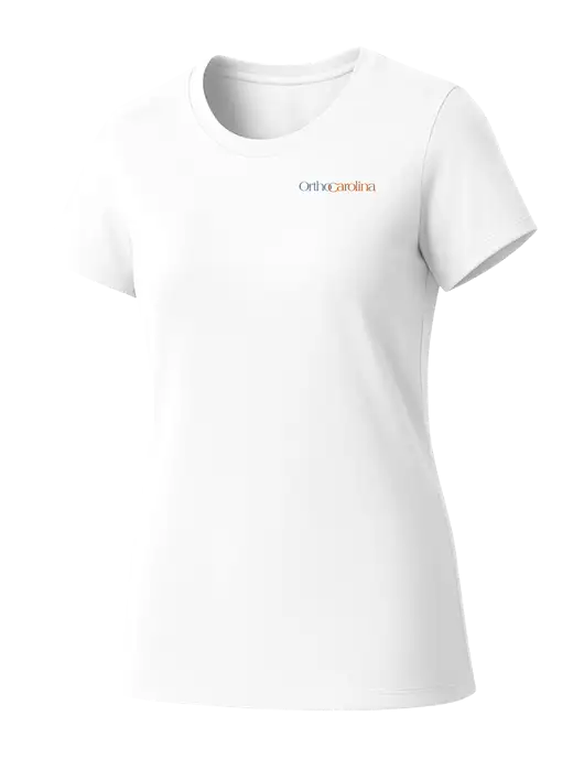 Womens Seriously Soft White T-Shirt w/OrthoCarolina Logo