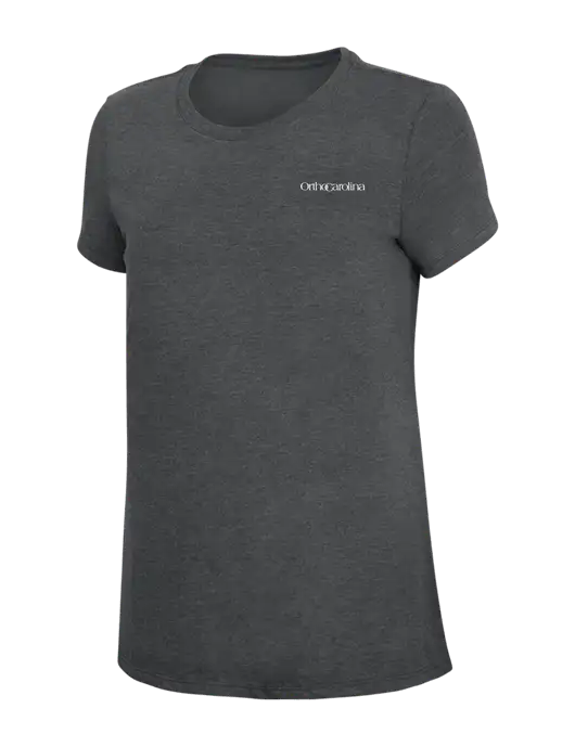 Womens Simply Soft Charcoal 4.5oz Poly/Combed Ring Spun Cotton T-Shirt w/OrthoCarolina Logo