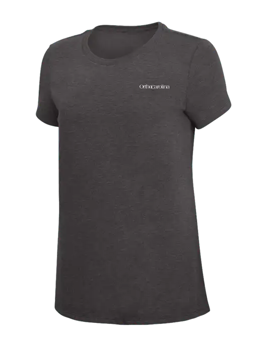 Womens Simply Soft Heather Charcoal 4.5oz  Poly/Combed Ring Spun Cotton T-Shirt w/OrthoCarolina Logo