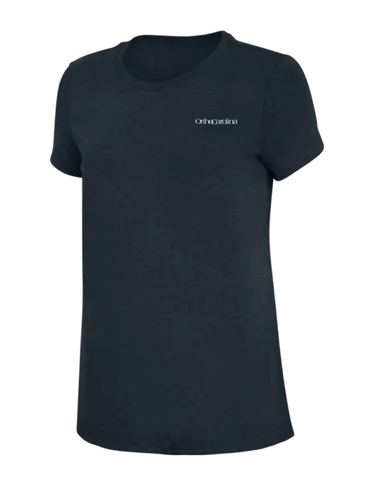 Womens Simply Soft Navy 4.5oz Poly/Combed Ring Spun Cotton T-Shirt w/OrthoCarolina Logo