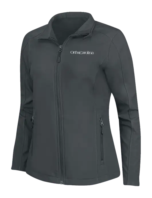 Charcoal Grey Womens Core Soft Shell Jacket w/OrthoCarolina Logo