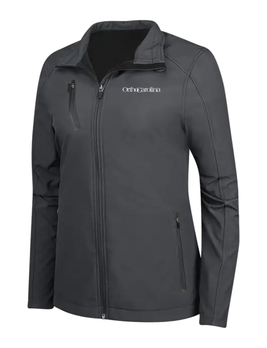 Dark Grey Womens Welded Softshell Jacket w/OrthoCarolina Logo