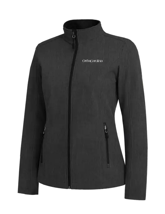 Black Charcoal Heather Womens Core Soft Shell Jacket w/OrthoCarolina Logo