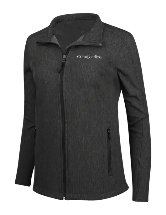 Black Charcoal Heather Womens Core Soft Shell Jacket w/OrthoCarolina Logo