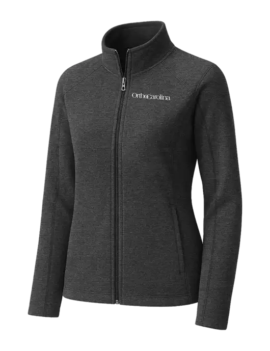 Charcoal Womens Heather Microfleece Full-Zip Jacket w/OrthoCarolina Logo