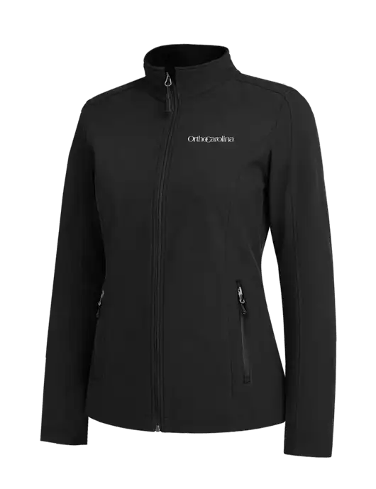 Black Womens Core Soft Shell Jacket w/OrthoCarolina Logo
