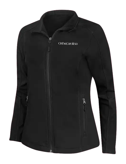 Black Womens Core Soft Shell Jacket w/OrthoCarolina Logo